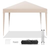 JUMMICO Pavillon de Jardin Pliable 3x3 - Imperméable et résistant à l'hiver avec réglage en Hauteur à 3 Niveaux - Sac de Transport Inclus pour Le Jardin, Le Camping, Les fêtes et la Plage, Beige