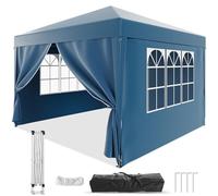 JUMMICO Pavillon de Jardin Pliable 3x6 Imperméable et résistant à l'hiver avec réglage en Hauteur à 3 Niveaux - Sac de Transport Inclus pour Le Jardin,Le Camping,Les fêtes et la Plage, Bleu