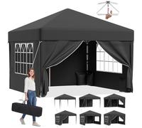 JUMMICO Pavillon Pliable 3x3m à Montage Rapide｜Assemblage en 5 Minutes｜Hauteur Réglable & 10cm Plus Haut｜Stable au Vent & Imperméable｜pour Jardin, Camping & Fêtes