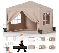 JUMMICO Pavillon Pliable 3x3m Hauteur Réglable, Structure Stable avec Toile Imperméable Épaisse et Velcro