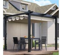 JUMMICO Pergola 3x3 Imperméable avec Toit Rétractable & Murs Latéraux, Résistante aux UV et à l'eau, Idéale pour Jardin, Terrasse, Balcon, Cour et Piscine Extérieure
