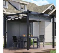 JUMMICO Pergola 3x3 Imperméable avec Toit Rétractable & Murs Latéraux, Résistante aux UV et à l'eau, Idéale pour Jardin, Terrasse, Balcon, Cour et Piscine Extérieure