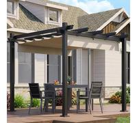 JUMMICO Pergola 3x3 Imperméable avec Toit Rétractable, Résistante aux UV et à l'eau, Idéale pour Jardin, Terrasse, Balcon, Cour et Piscine Extérieure