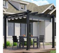 JUMMICO Pergola 3x3 Imperméable avec Toit Rétractable, Résistante aux UV et à l'eau, Idéale pour Jardin, Terrasse, Balcon, Cour et Piscine Extérieure