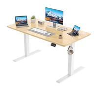 JUMMICO Réglable en Hauteur Bureau Assis Debout Assis Debout électrique Réglable en Hauteur Bureau avec Fonction Mémoire avec Crochet 140x60cm Beige
