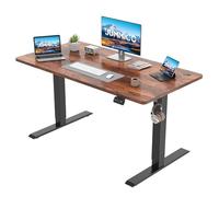 JUMMICO Réglable en Hauteur Bureau Assis Debout Assis Debout électrique Réglable en Hauteur Bureau avec Fonction Mémoire avec Crochet 140x60cm Marron