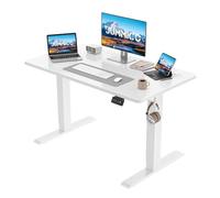 JUMMICO Réglable en Hauteur Bureau Assis Debout Assis Debout électrique Réglable en Hauteur Bureau avec Fonction Mémoire avec Crochet 120x60cm Blanc