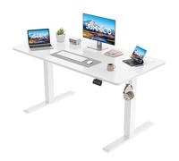 JUMMICO Réglable en Hauteur Bureau Assis Debout Assis Debout électrique Réglable en Hauteur Bureau avec Fonction Mémoire avec Crochet 140x60cm Blanc