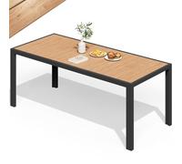 JUMMICO Table de Jardin Extérieur 189x80cm pour 6-8 Personnes, Cadre en Aluminium, Design Aspect Bois, Antirouille, Facile à Nettoyer et Imperméable - Idéale pour Tous Les Espaces Extérieurs, Teck