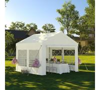 JUMMICO Tente de réception 3x4 m Barnum Tonnelle Professionnel Blanc bâche PE 450 N Imperméable Résistante Tente de Jardin avec 4 Corde à Vent Tonnelle de Reception pour Les Mariages, Les fêtes