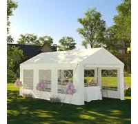 JUMMICO Tente de réception 3x6 m Barnum Tonnelle Professionnel Blanc bâche PE 450 N Imperméable Résistante Tente de Jardin avec 4 Corde à Vent Tonnelle de Reception pour Les Mariages, Les fêtes