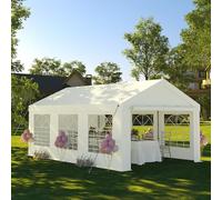JUMMICO Tente de réception 4x6 m Barnum Tonnelle Professionnel Blanc bâche PE 450 N Imperméable Résistante Tente de Jardin avec 4 Corde à Vent Tonnelle de Reception pour Les Mariages, Les fêtes