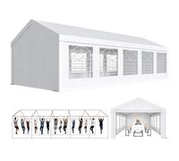 JUMMICO Tente de réception 5x10 m,Tonnelle de Jardin Exterieur Bâche PE 450 N Imperméable,Barnum avec Verzinkter Stahlrahmen, Tente voitureTonnelle de Jardin pour Jardin, Festival, Mariage, Blanc