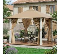 JUMMICO Tonnelle 3x3 Imperméable en Aluminium Résistante au Vent et aux UV avec Rideaux Idéale pour Jardin et Terrasse Structure Robuste et Durable Protection Efficace Contre Mauvais Temps
