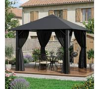 JUMMICO Tonnelle 3x3 Imperméable en Aluminium Résistante au Vent et aux UV avec Rideaux Idéale pour Jardin et Terrasse Structure Robuste et Durable Protection Efficace Contre Mauvais Temps