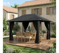 JUMMICO Tonnelle 3x4 Imperméable en Aluminium Résistante au Vent et aux UV avec Rideaux Idéale pour Jardin et Terrasse Structure Robuste et Durable Protection Efficace Contre Mauvais Temps
