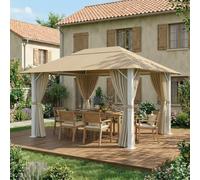 JUMMICO Tonnelle 3x4 Imperméable en Aluminium Résistante au Vent et aux UV avec Rideaux Idéale pour Jardin et Terrasse Structure Robuste et Durable Protection Efficace Contre Mauvais Temps