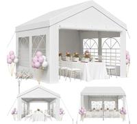 JUMMICO Tonnelle de Jardin Exterieur, Tente de Reception 3x4, Barnum UV 50+, Tonelle Tente pour Les Mariages, Les fêtes, Les rassemblements Blanc Construction en Acier galvanisé avec raccordement