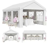 JUMMICO Tonnelle de Jardin Exterieur, Tente de Reception 3x6, Barnum UV 50+, Tonelle Tente pour Les Mariages, Les fêtes, Les rassemblements Blanc Construction en Acier galvanisé avec raccordement