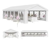 JUMMICO Tonnelle de Jardin Exterieur, Tente de Reception 6x12, Barnum UV 50+, Tonelle Tente pour Les Mariages, Les fêtes, Les rassemblements Blanc Construction en Acier galvanisé avec raccordement