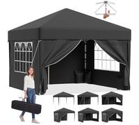 JUMMICO Tonnelle Pavillon Pliable 3x3m à Montage Rapide - Gris | Assemblage en 5 Minutes - Hauteur Réglable & 10cm Plus Haut - Stable au Vent & Imperméable - Jardin, Camping & Fêtes