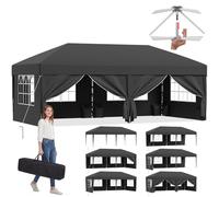 JUMMICO Tonnelle Pavillon Pliable 3x6m à Montage Rapide｜Assemblage en 5 Minutes｜Hauteur Réglable & 10cm Plus Haut｜Stable au Vent & Imperméable｜pour Jardin, Camping & Fêtes Gris