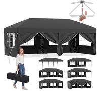 JUMMICO Tonnelle Pavillon Pliable 3x6m à Montage Rapide - Gris | Assemblage en 5 Minutes - Hauteur Réglable & 10cm Plus Haut - Stable au Vent & Imperméable - Jardin, Camping & Fêtes
