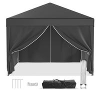 JUMMICO Tonnelle Pliante 3 x 3 m, étanche, Stable, avec 4 Panneaux latéraux et entretoises en métal, Protection UV 50+, pour extérieur, Jardin, fête, Gris