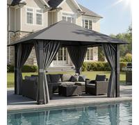 JUMMICO Tonnelle Pliante 3x3 Imperméable en Aluminium Résistante au Vent et aux UV avec Rideaux Idéale pour Jardin et Terrasse Structure Robuste et Durable Protection Efficace Contre Mauvais Temps