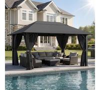 JUMMICO Tonnelle Pliante 3x3 Imperméable en Aluminium Résistante au Vent et aux UV avec Rideaux Idéale pour Jardin et Terrasse Structure Robuste et Durable Protection Efficace Contre Mauvais Temps
