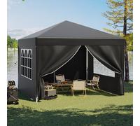 JUMMICO Tonnelle Pliante 3x3 Imperméable,Tonnelle de Jardin Exterieur avec 4 Côtés,Tonnelle Pliante Hauteur Réglable, Barnum UV50+,Tonelle pour Camping Festival Plage Jardins,Gris