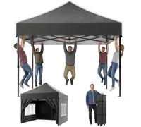 JUMMICO Tonnelle Pliante 3x3m avec Parois Latérales ｜ Structure Robuste, Cadre Solide et Haute Capacité de Charge ｜ Toit Pointu pour Un Espace Intérieur Plus Haut ｜ pour Jardin et Camping