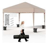 JUMMICO Tonnelle Pliante 3x3m Imperméable Anti-UV Hauteur Réglable - Beige | Pliage et Rangement Faciles - Système Amélioré Stable - Idéale Jardin, Camping, Fêtes et Loisirs
