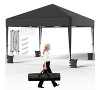 JUMMICO Tonnelle Pliante 3x3m Imperméable Anti-UV Hauteur Réglable - Gris | Pliage et Rangement Faciles - Système Amélioré Stable - Idéale Jardin, Camping, Fêtes et Loisirs