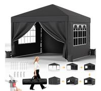 JUMMICO Tonnelle Pliante 3x3m Imperméable Hauteur Réglable - Gris | Toile Épaisse avec Fermeture Velcro - Structure Robuste - Protection Anti-UV - Idéale Camping, Jardin et Fêtes