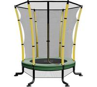 JUMMICO Trampoline Ø145cm avec Filet de sécurité | Trampoline intérieur extérieur Enfants équipés de Tasses d'aspiration antidérapantes et Pieds en Forme de L Capacité de Charge jusqu'à 50kg