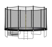 JUMMICO Trampoline extérieur Ø 183/228/305/366/427 cm, Trampoline de Jardin pour Enfants avec échelle et Poche latérale (Noir, 366 cm)