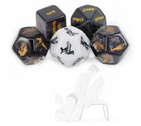 JUMOK 5 Jeux de dés acryliques polyèdres combinés au Hasard pour punir Les Parties Jouet de Jeu avec Sac de Rangement et Boîte Cadeau exquise.