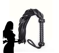 JUMOK Fouet d'équitation en Cuir PU, Accessoires Cosplay, Fouet Multifonctionnel (Noir)