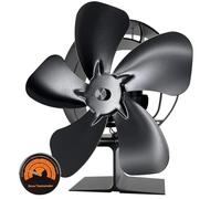 Jumoking War Ventilateur de poêle à bois à 5 pales sans électricité, avec thermomètre, silencieux