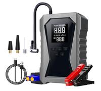 Jump Starter with Air Compressor, 12v Cordless Battery Pack with Smart Display, Portable Car Booster Power Bank, Perfect for Truck Motorcycle RV SUV Camping Emergencys Travel, 18.5x11.5x6cm ABS