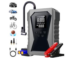 Jump Starter with Air Compressor, 12V Jump Start Battery Pack, 14.17inches Cordless Car Starting Booster, Smart Digital Power Bank for Truck, Motorcycle, Camping and Travel