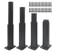 JUMPENGATP Lot de 4 pieds de meubles réglables en hauteur pour meubles en acier inoxydable - 150 à 250 mm - Noir