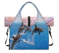 Jumping Sea Dolphin Sac de sport avec compartiment à chaussures Sac fourre-tout pour salle de sport, yoga, voyage, couleur, L, Sac de voyage