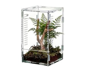 Jumping Spider Enclosure - Acrylic Front Opening Habitat, Transparent Acrylic Jumping Spider Terrarium, Pet Spiders Habitat Cage for Home Classroom Bedroom Living Room Office Pet Store Display and O