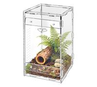 Jumping Spider Enclosure Transparent, Acrylic Tank Reptile Habitat Cage, Spider Breeding Cage for Gecko Scorpion Mantis Frog Tarantula Living Room Display Breeding Observation, 4.72x4.72x7.87 inches