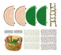 Jumping Spider Habitat Accessories - PVC Wood 60g Plate Net Vine Set for Spider Enclosure 5.5x3cm 25x10cm - Climbing Decor Kit - Pet Arachnid Habitat Supply