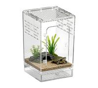 Jumping Spider Terrarium, Comfortable Clear Acrylic Enclosure, and Amphibian Habitat Box with Airflow, Small Reptiles Lizards Turtles Snails Frogs Snakes Cage for Desktop