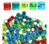 JUMPLAWN 100 Anneaux Identification pour Pigeons Voyageurs et Volailles, Bagues Pattes en Aluminium et Plastique, Couleurs Aléatoires, Nom du Pays, Lot 100 Pièces pour Couleur Aléatoire