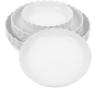 JUMPLAWN 12 Pièces Soucoupes Rondes, Plateau de Drainage Blanc PP | Bord Ondulé, Base Antidérapante, Recueille la Terre Renversée, pour Plantes D'intérieur